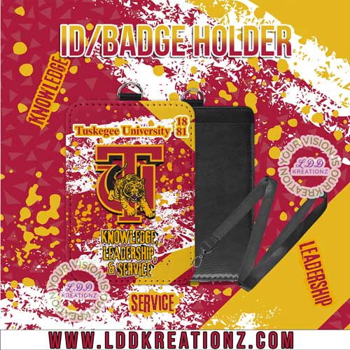 Custom vertical PU leather ID badge holder with sublimation print – personalized, durable, clear window for easy scanning
