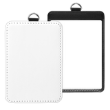 Custom vertical PU leather ID badge holder with sublimation print – personalized, durable, clear window for easy scanning