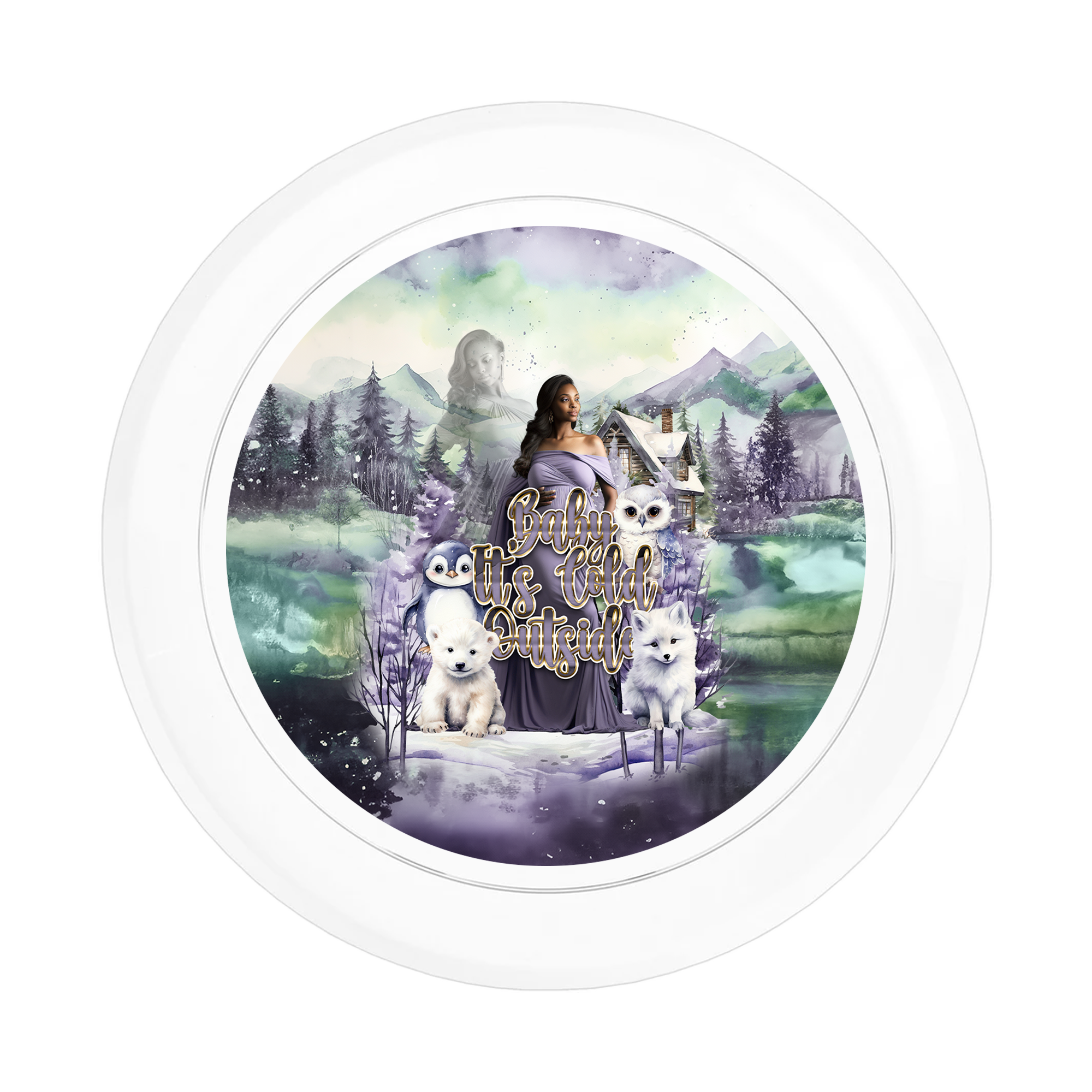 Personalized round plastic plate for wedding, birthday, or event