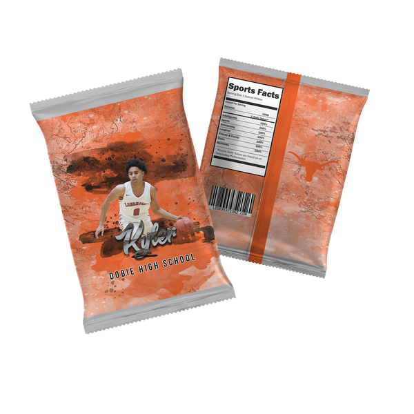 Personalized snack-size chip bags with custom logo and photos