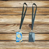 Custom vertical PU leather ID badge holder with sublimation print – personalized, durable, clear window for easy scanning