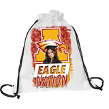 Durable 11.5 x 15 personalized drawstring tote bag with custom prints