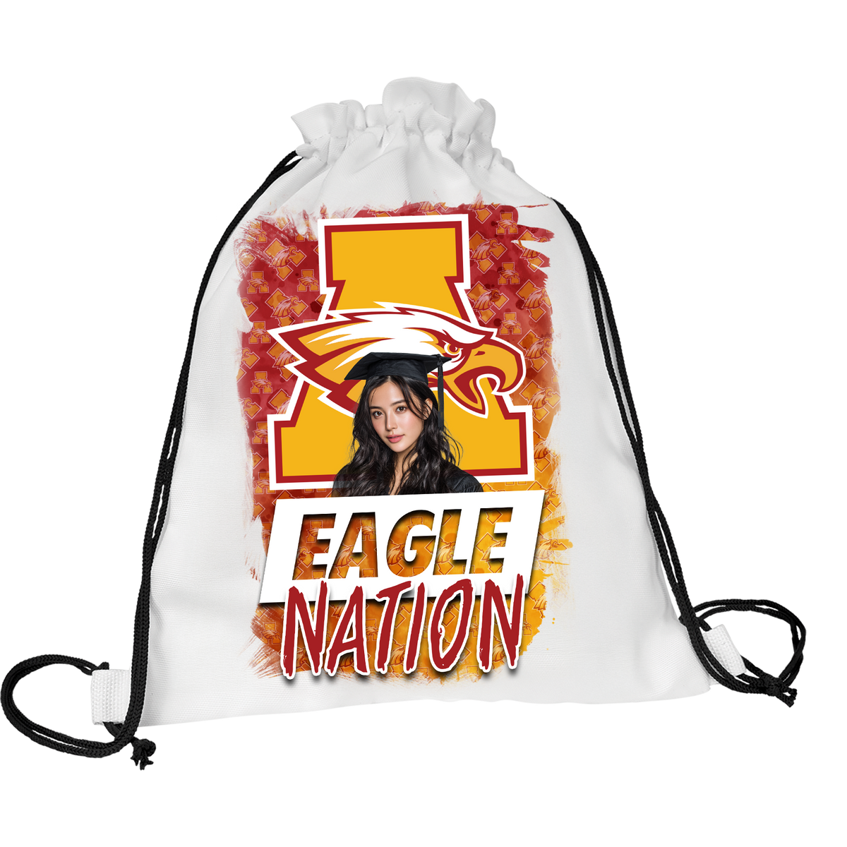 Durable 11.5 x 15 personalized drawstring tote bag with custom prints