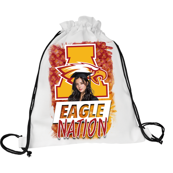 Durable 11.5 x 15 personalized drawstring tote bag with custom prints
