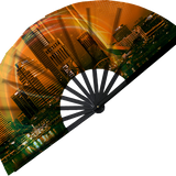 LDD Kreationz bespoke clack fan – custom folding festival fan with bamboo ribs and velvet holder