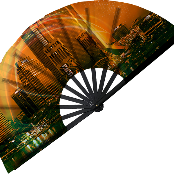 LDD Kreationz bespoke clack fan – custom folding festival fan with bamboo ribs and velvet holder
