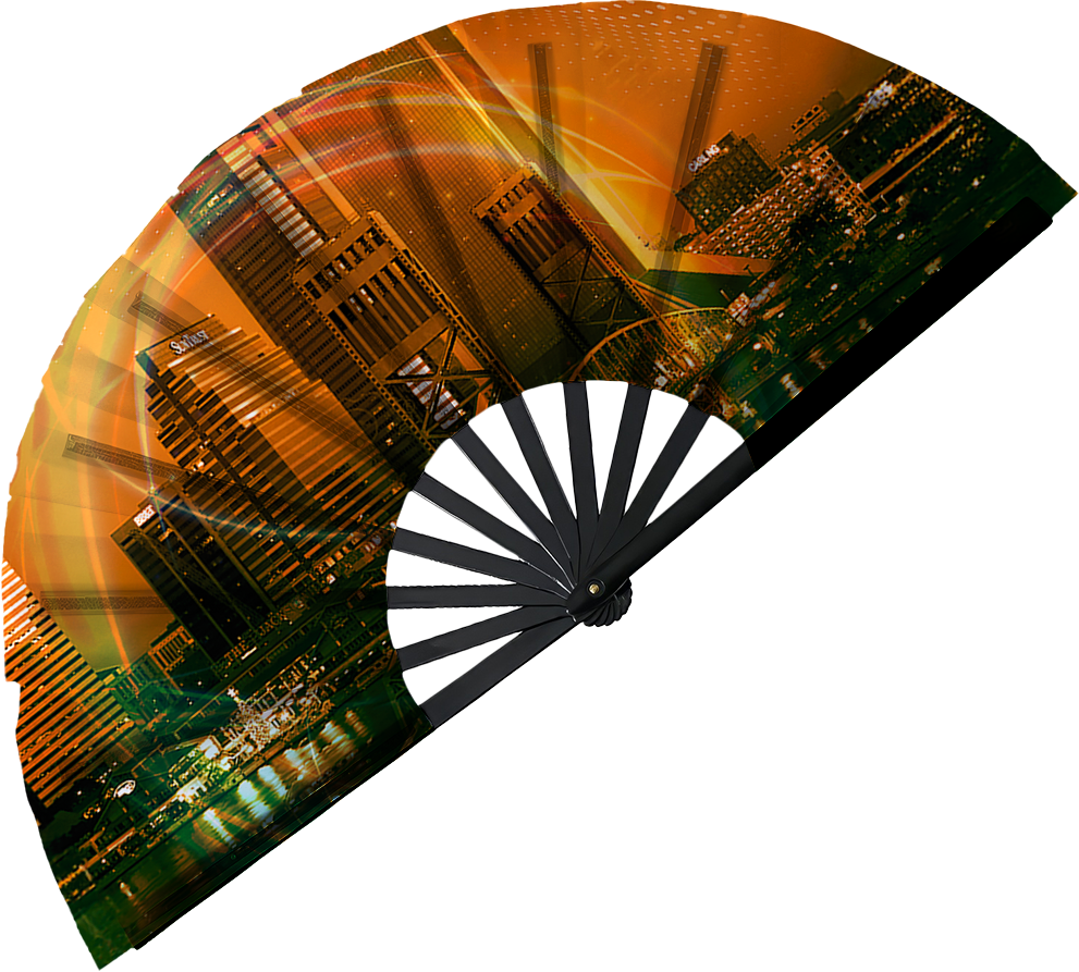 LDD Kreationz bespoke clack fan – custom folding festival fan with bamboo ribs and velvet holder