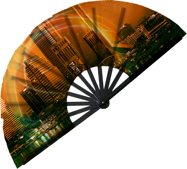 LDD Kreationz bespoke clack fan – custom folding festival fan with bamboo ribs and velvet holder