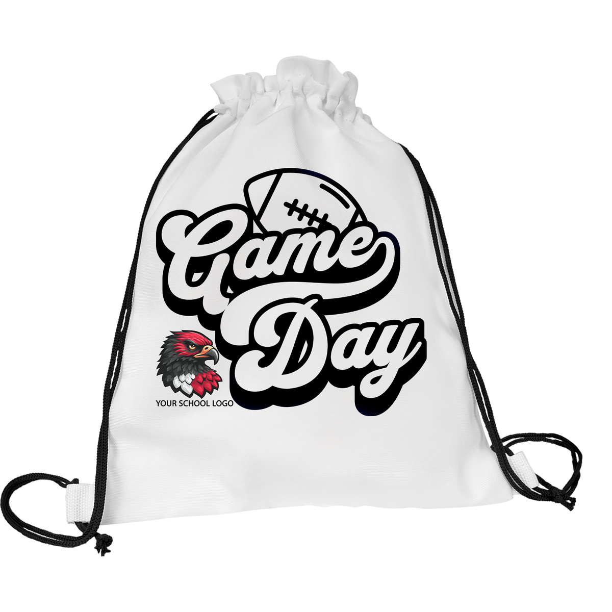 Durable 11.5 x 15 personalized drawstring tote bag with custom prints
