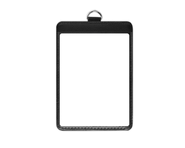 Custom vertical PU leather ID badge holder with sublimation print – personalized, durable, clear window for easy scanning