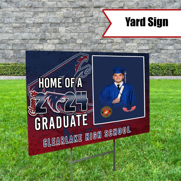 Custom yard sign featuring a vibrant, colorful design with space for personalized text and images, ideal for any occasion like birthdays, graduations, weddings, or business promotions.