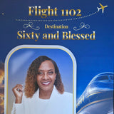 Printed 24 x 36 welcome poster made by LDD Kreationz for a 60th birthday celebration, Welcome Aboard flight theme with photo