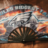 LDD Kreationz bespoke clack fan – custom folding festival fan with bamboo ribs and velvet holder