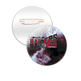 The same game day button with the football team design in red and black team colors.
