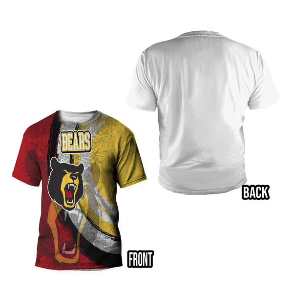 Shirt type guide: all over print on the front only, no image on the back.
