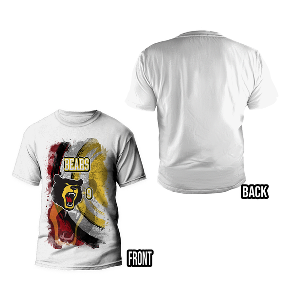 Shirt type guide: center print on the front only, no image on the back.