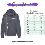 Hoodie size chart for the game day team tee.