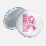 PowHerful in Pink 2.25 inch pin button with a pink ribbon design