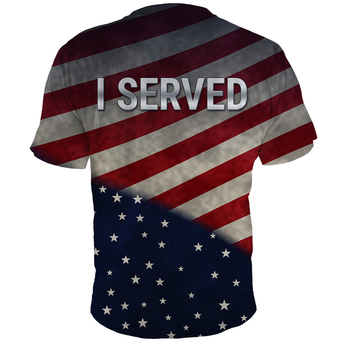 Back of the American flag Veterans Day shirt, all over print