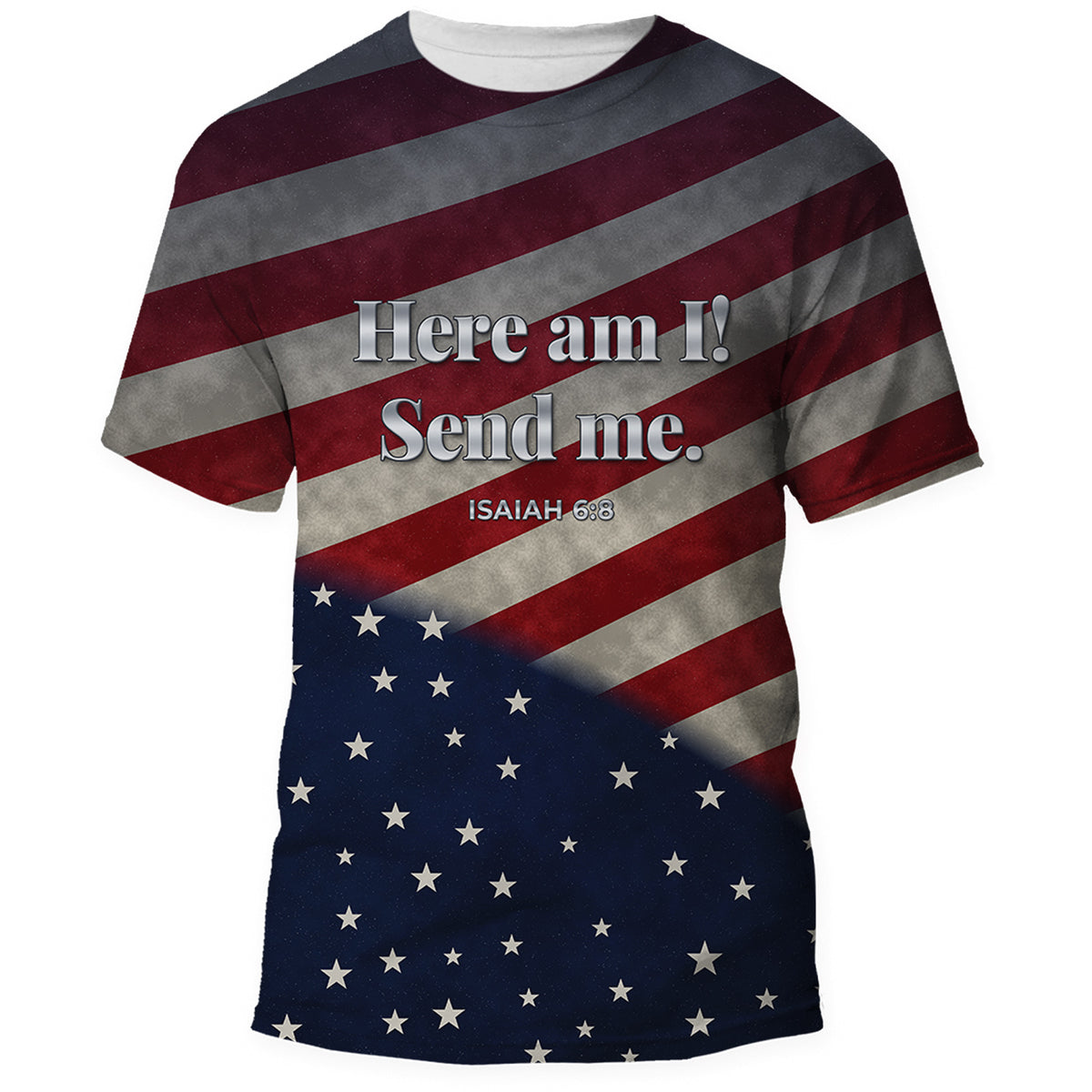 Front of the American flag Veterans Day shirt, all over print