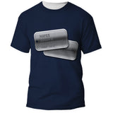 Front of the U.S. Coast Guard dark blue Veterans Day shirt, all over print