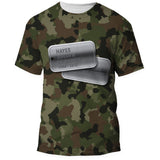 Front of the U.S. Marines woodland digital camo Veterans Day shirt, all over print