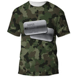 Front of the U.S. Navy green digital camo Veterans Day shirt, all over print